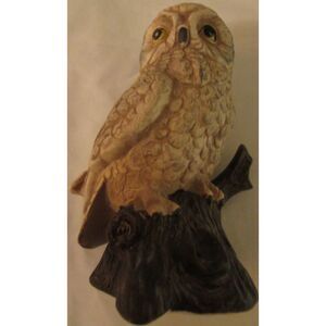 Vintage white barn owl figurine fall decor